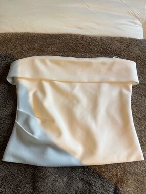 Babaton Strapless Fold-Over Cream Tube top
